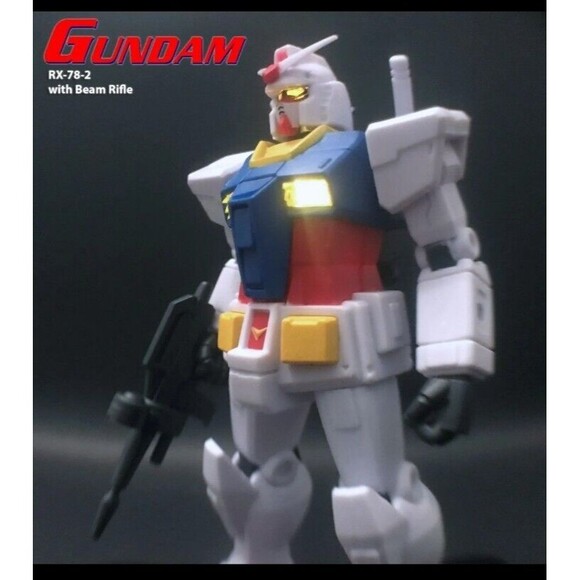 GUNDAM Ultimate Luminous - RX-78-2 with Beam Rifle. Bandai NEW (LEDs) 4 Inch - Picture 2 of 11